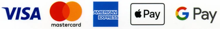 Visa, Mastercard, American Express, Apple Pay, Google Pay